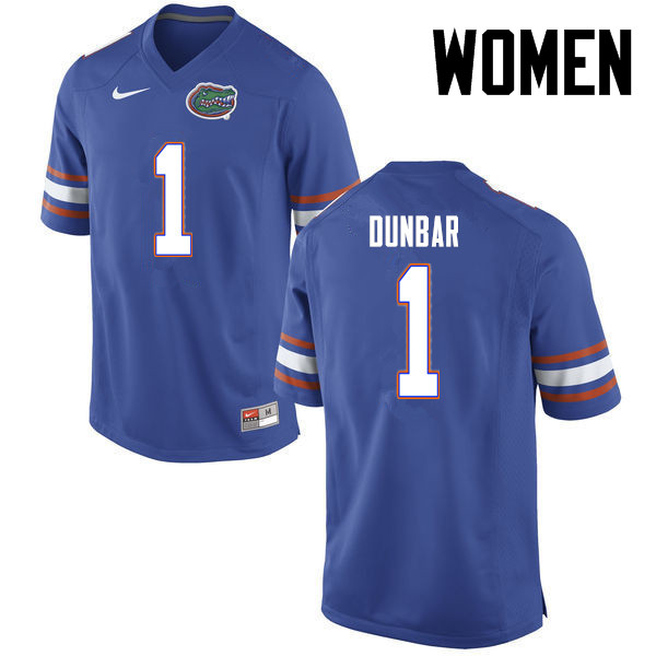 Women Florida Gators #1 Quinton Dunbar College Football Jerseys-Blue